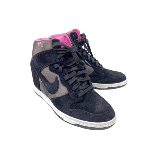 Nike Shoes - Nike Womens Dunk Sky High Size 6.5 543258-001 Black Pink Camo Sneakers